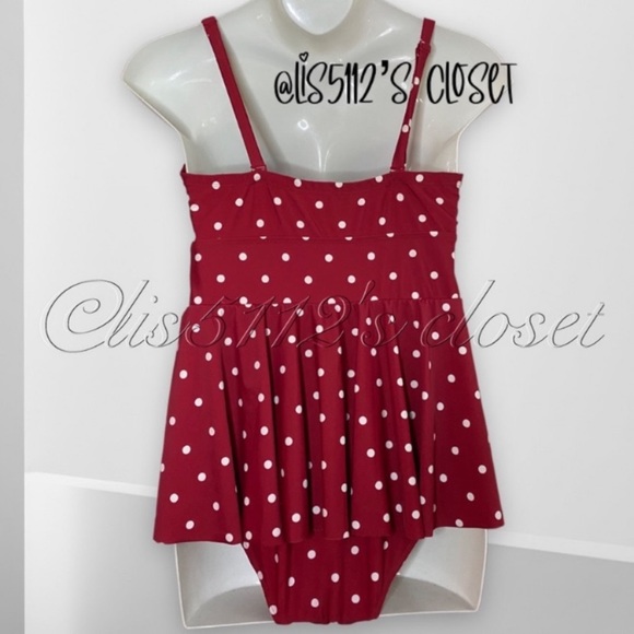 Torrid Disney Minnie Mouse Red Dot Retro Lattice Peplum Swim Dress Swimsuit 3X - Picture 8 of 16